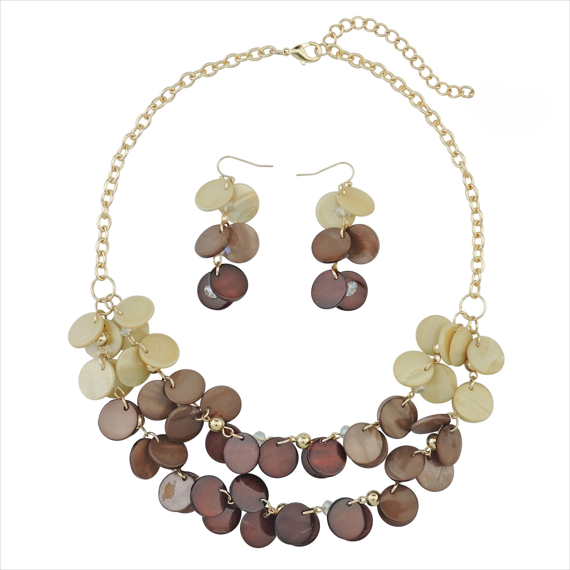 Wholesale Holiday Style Round Natural Dyed Shell Earrings Necklace